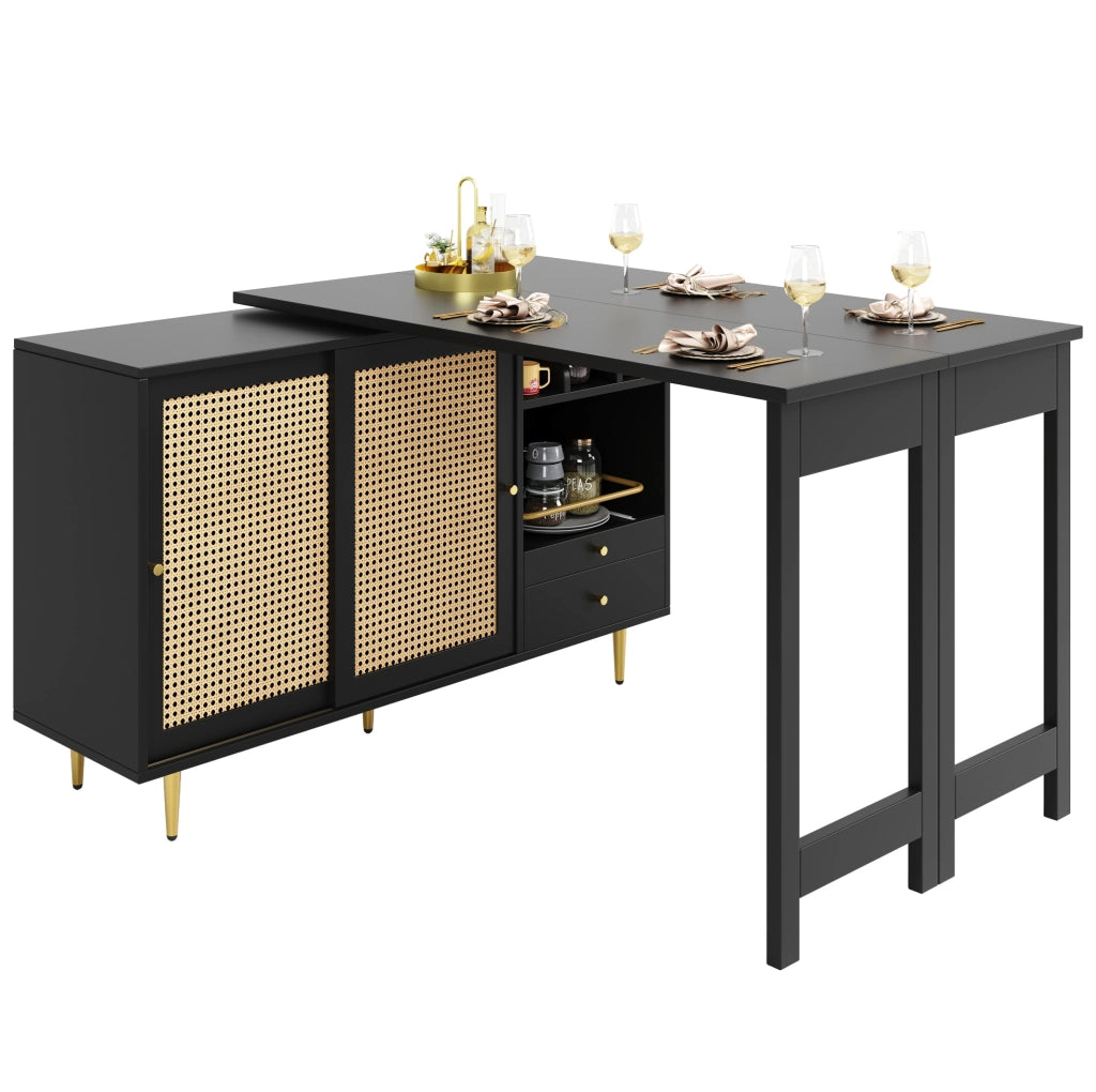 Tavolo da bar girevole 107x40x71.4 cm; estensibile; MDF; nero