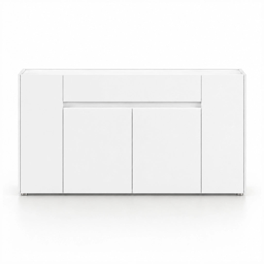 Madia Moderna In Melaminico Con 4 Ante E 1 Cassetto Mobile Contenitore Design Senza Maniglie Per Soggiorno E Sala Da Pranzo 170 X 85 X 40 Cm Bianco