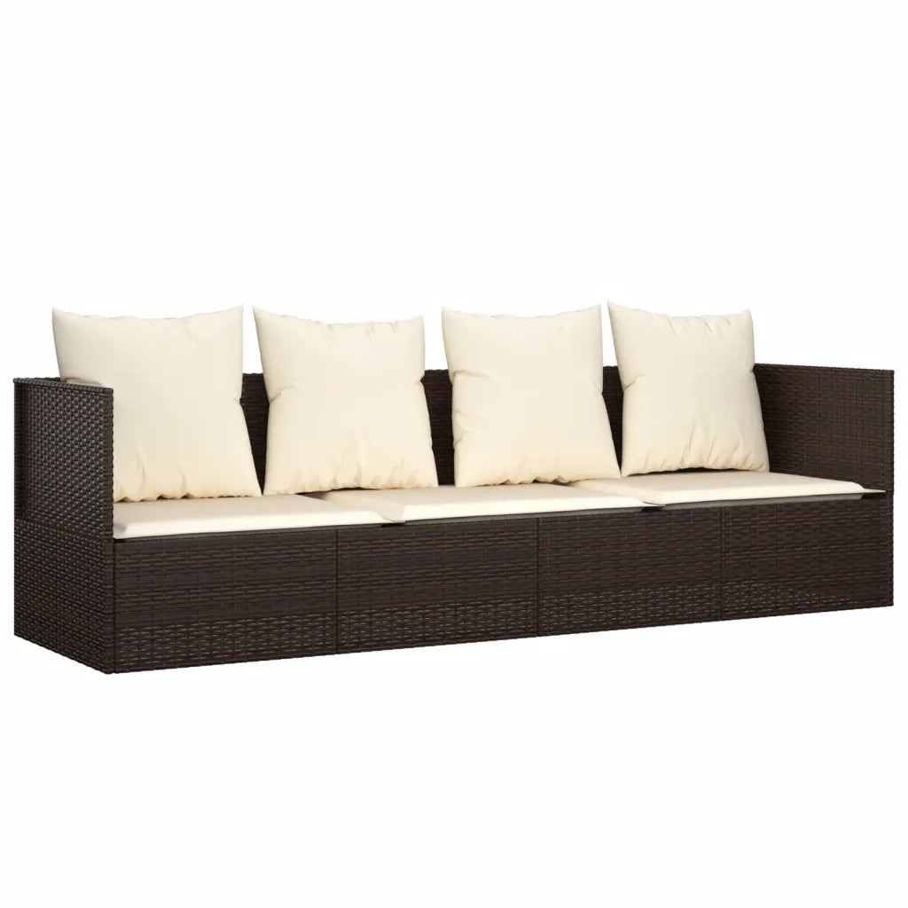 Lettino Prendisole | Sdraio da giardino | Lettino da sole da Esterno con Cuscini Marrone in Polyrattan