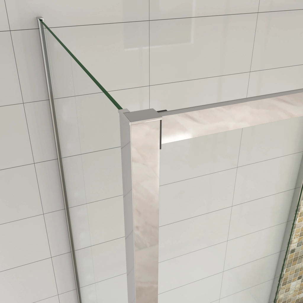 H.195 cm Box Doccia a 3 Lati 80x80x80 cm Porta Scorrevole 80 cm Doppia Parete Fissa da 80 cm in Vetro Trasparente Anticalcare da 6mm Cromato Lucido
