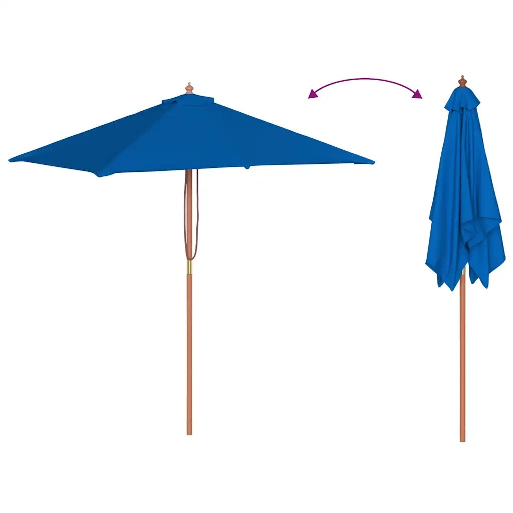 Ombrellone da Giardino-Ombrello da Balcone con Palo in Legno 150x200 cm Blu