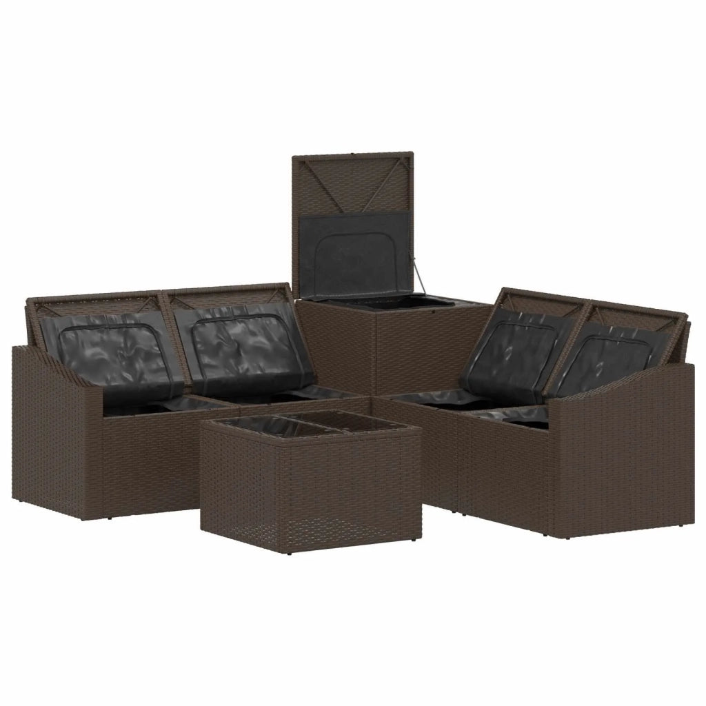 Set di divani 6 pz Marrone e Bianco Crema 3447294