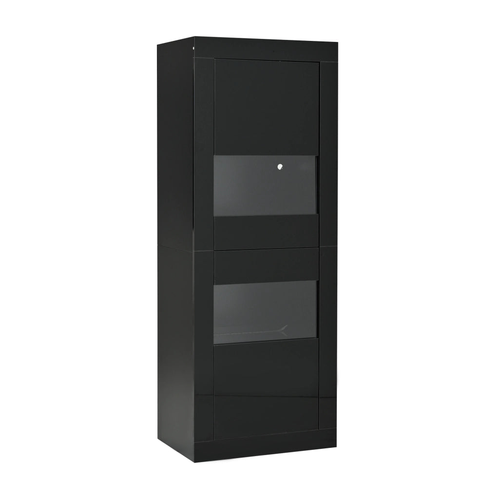 Vetrina da terra con LED e ripiani in vetro regolabili 61x42x162 cm; nera
