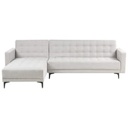 Divano letto angolare in tessuto grigio chiaro capitonné in tessuto moderno a L componibile versione destra
