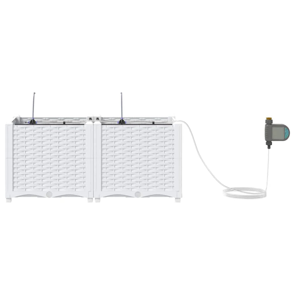 Set di 2 fioriere da giardino moderne con sistema di irrigazione 80 x 40 x 37,5 cm acciaio bianco 02_0058608