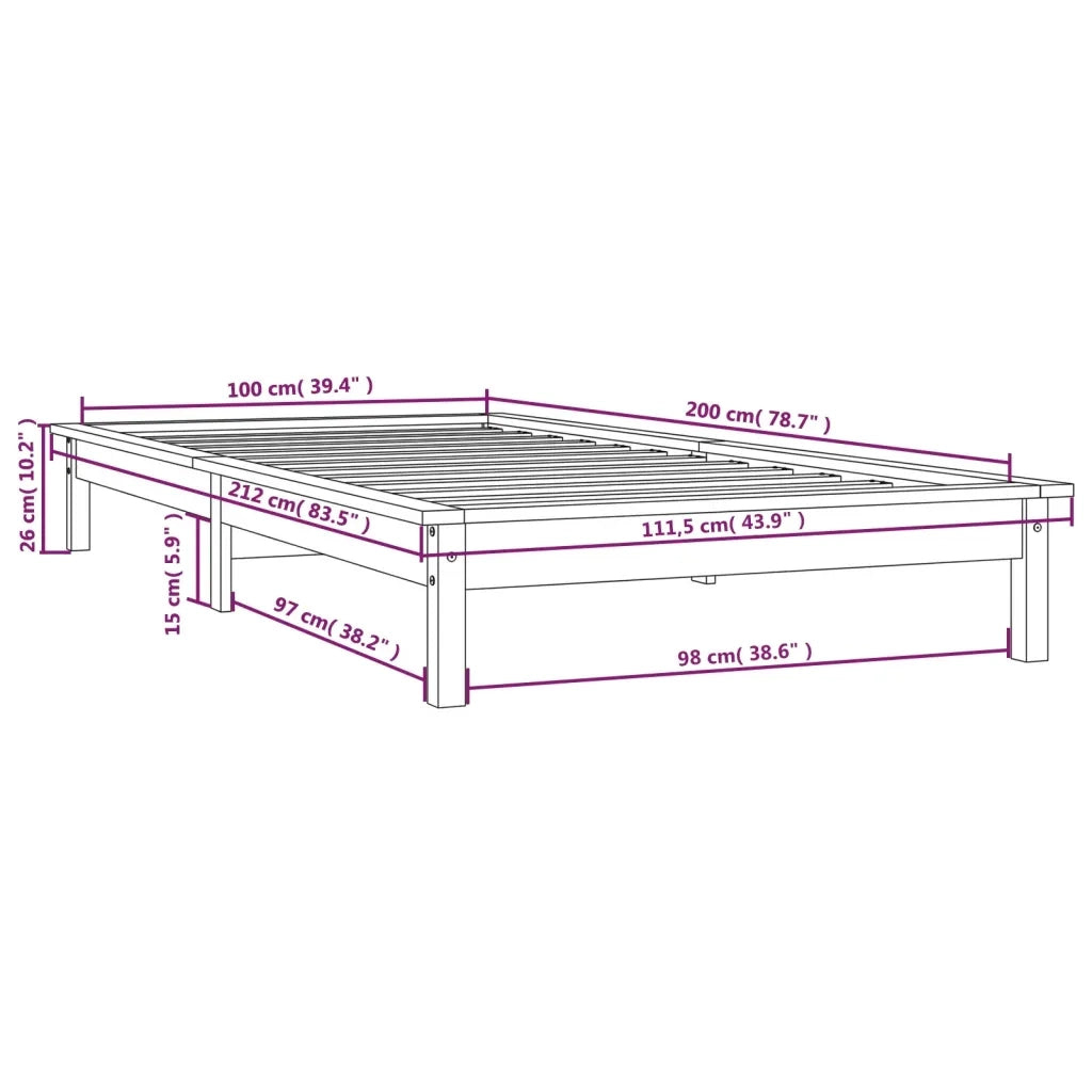 Giroletto Grigio 100x200 cm in Legno Massello di Pino 820533