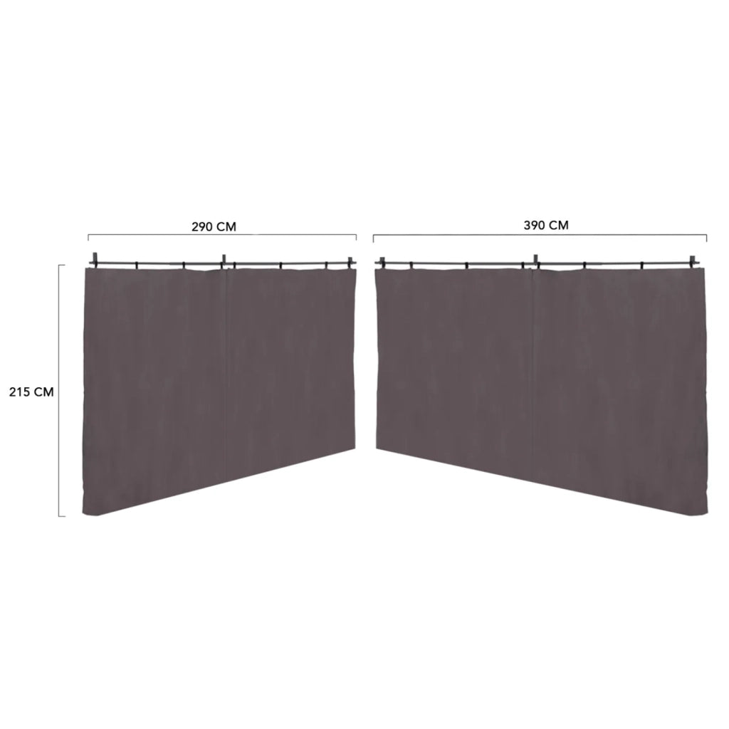 IDMarket - Set di 2 tende per pergola 3 e 4 M grigie a parete con chiusura a zip