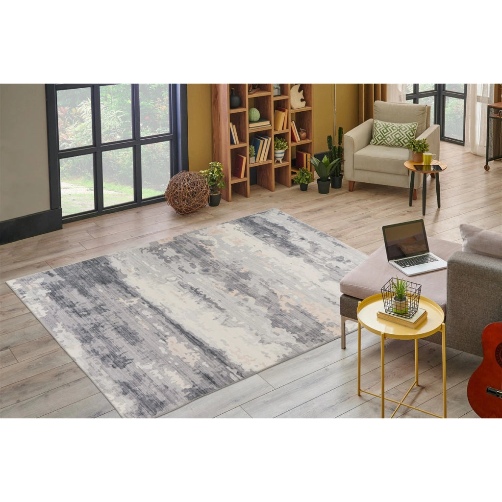 Tappeto vintage Ilian 300 in poliestere grigio