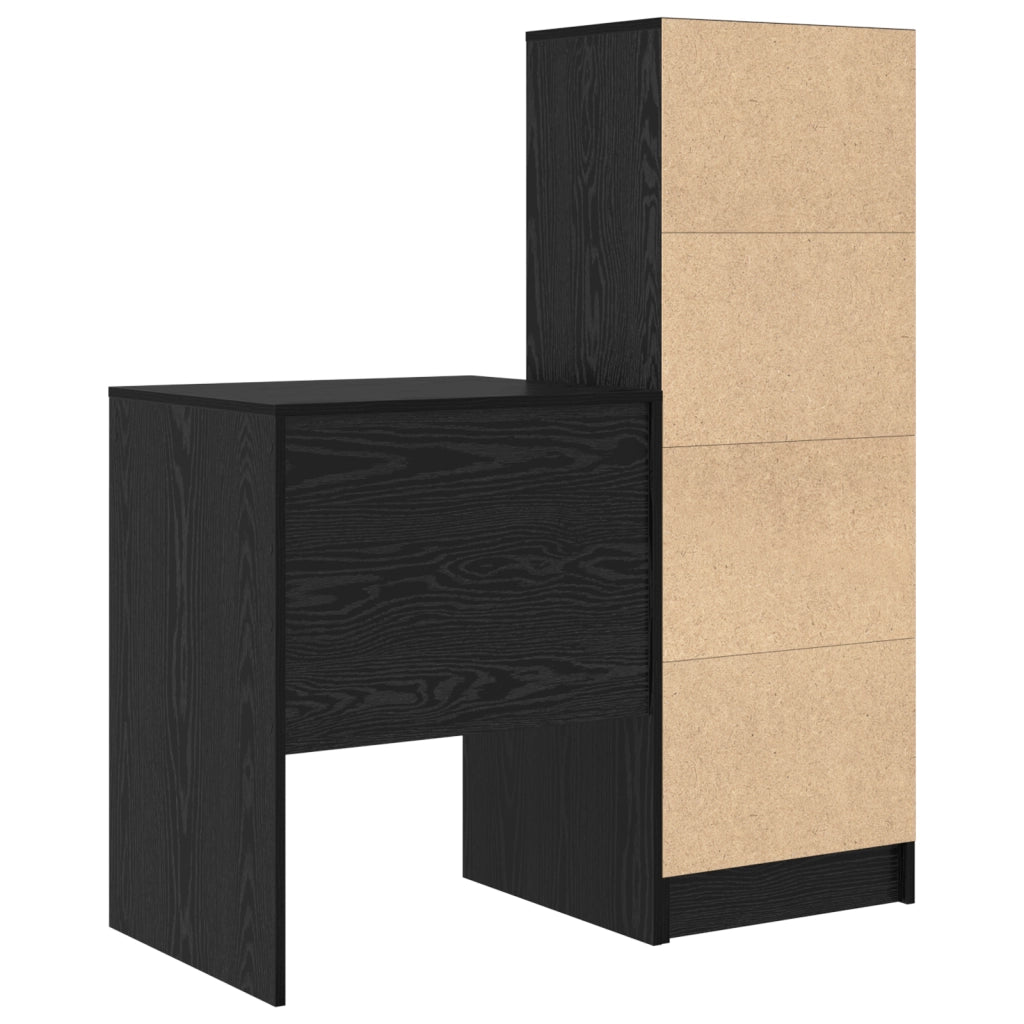 Scrivania con spazio di archiviazione rovere nero legno ingegnerizzato
