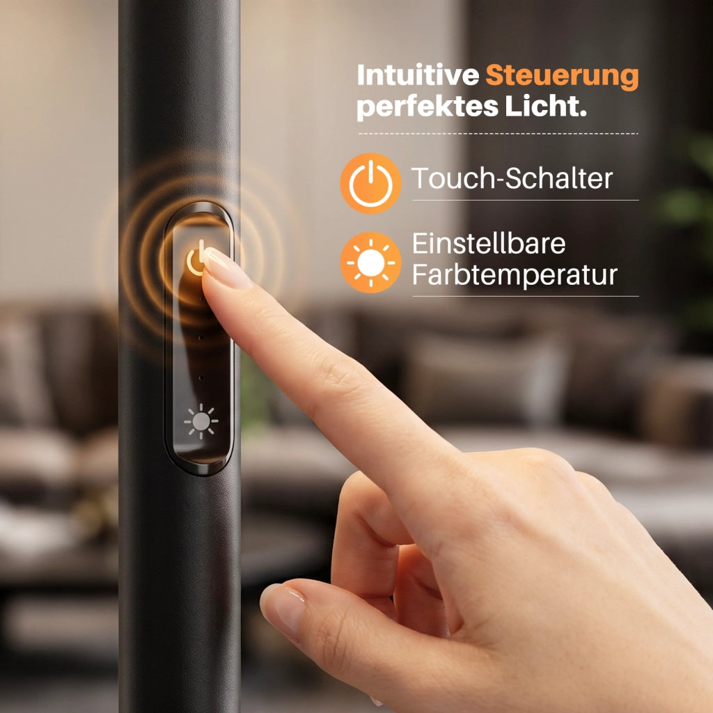 ZMH Lampada da Terra LED 30W 174cm Nera con Telecomando per Soggiorno
