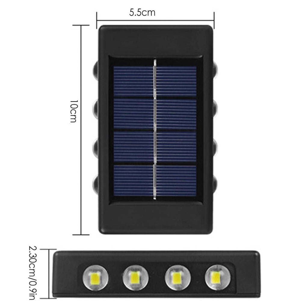 APPLIQUE LAMPADA 8 LED MURO PARETE SOLARE IP65 BIDIREZIONALE GIARDINO TE-B0568