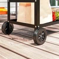 Carrello per Barbecue con Piano in Acciaio e Ripiano Regolabile, Ruote e Ganci, 100x52x80 cm, Nero