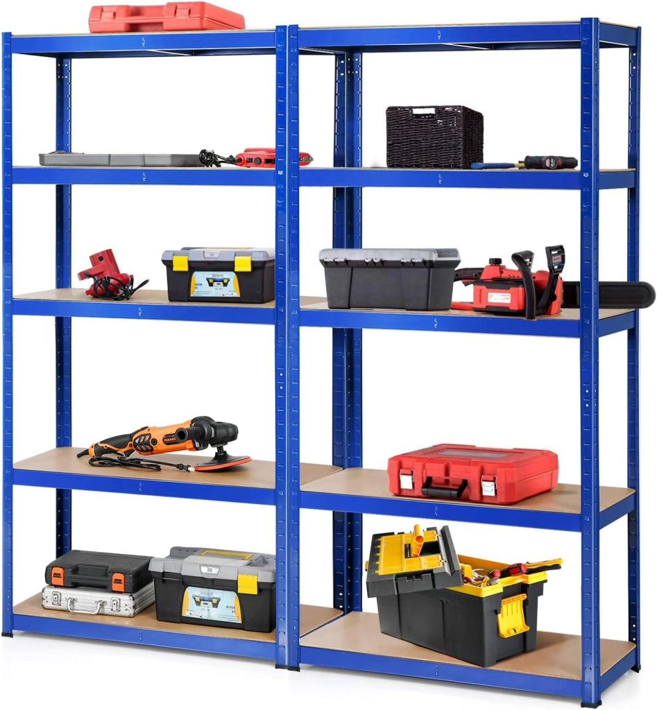 Scaffale portaoggetti a 5 livelli, 90 x 40 x 180 cm, ogni strato carico fino a 175 kg, scaffale pesante in metallo per magazzino, dispensa, garage (blu)