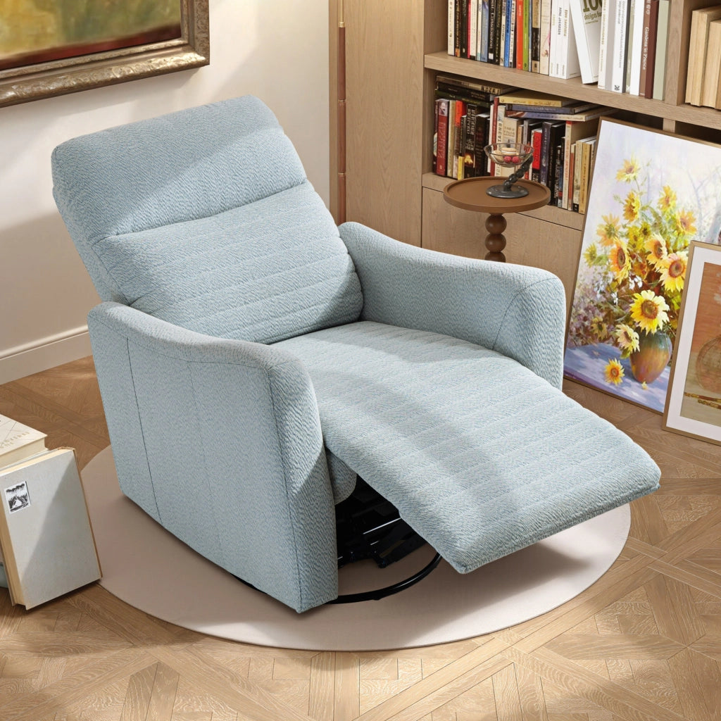 Poltrona Relax Reclinabile ¨C Xylo ¨C Tessuto Grigio-Blu con Poggiapiedi Girevole 360¡ã