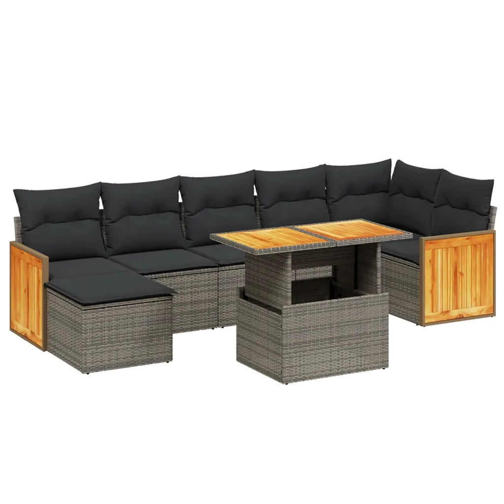 Set Divano da Giardino 8 pz con Cuscini Grigio in Polyrattan 3274070