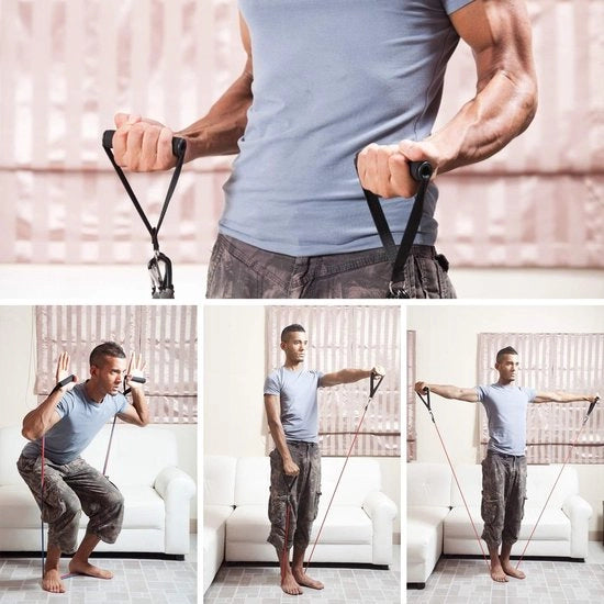 Set di cinture di resistenza Espansione cinture di resistenza Cintura di resistenza con maniglie Cinture di resistenza singole Anello di resistenza Attrezzatura fitness per casa 11 pezzi 100 lbs