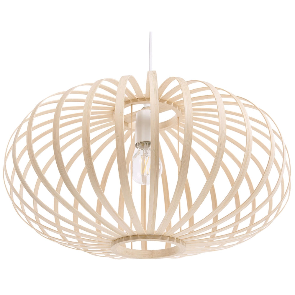 Lampada a sospensione Lampada da soffitto a sospensione con paralume ovale in legno di bambù