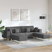 Divano con cuscino 3 pcs Grigio scuro Tessuto 3335163