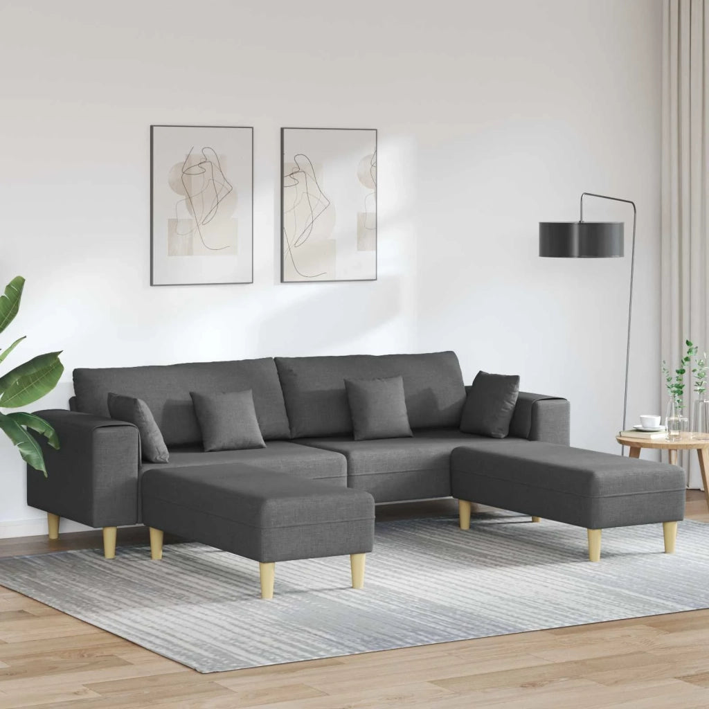 Divano con cuscino 3 pcs Grigio scuro Tessuto 3335163