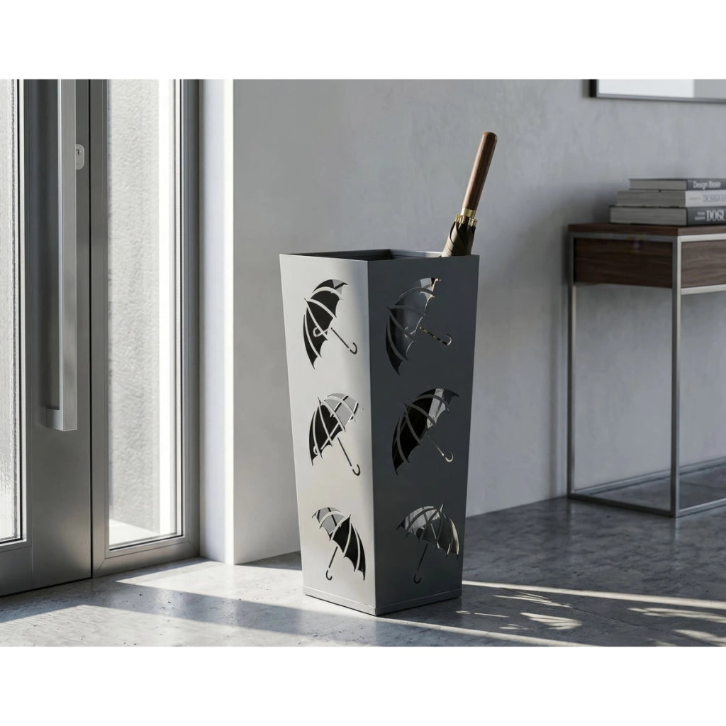 Portaombrelli moderno in metallo grigio