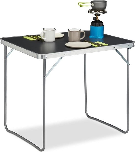 Tavolo da campeggio pieghevole in alluminio MDF - Leggero e compatto - 70 x 80 x 60 cm - Argento/grigio tavolo pieghevole
