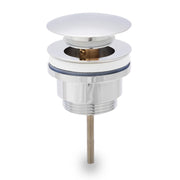 Piletta di scarico click-clack universale per lavabo e bidet senza troppo pieno in ottone cromato con stelo | Nurek