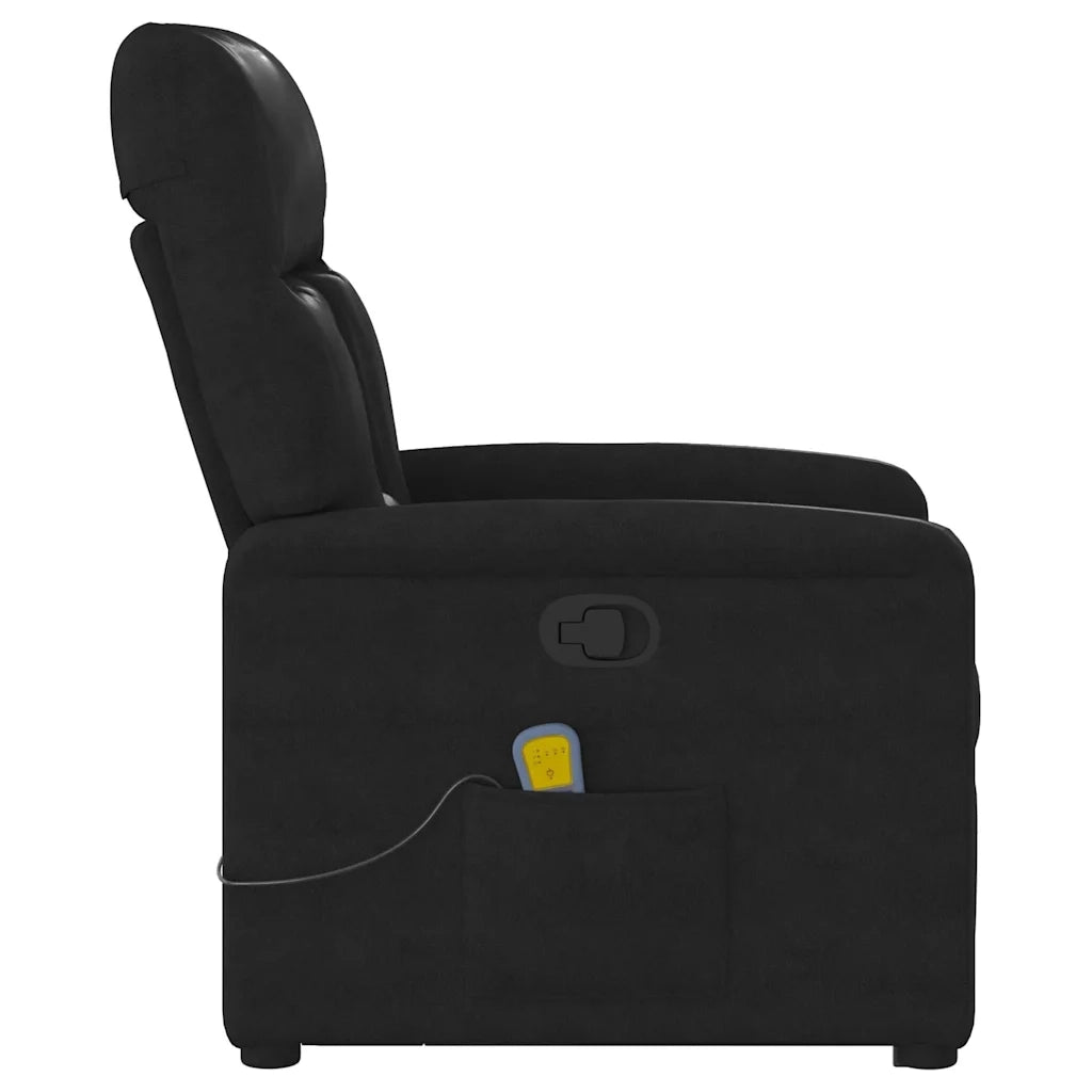 Poltrona Alzapersona Reclinante Massaggiante | Sedia Relax Nera Microfibra