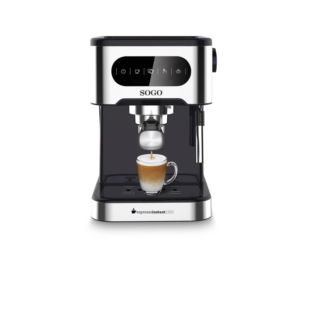 Macchina caffè espresso 20 bar 1350W con cappuccinatore e serbatoio 1,5L, pannello touch per cappuccino e latte - Sogo