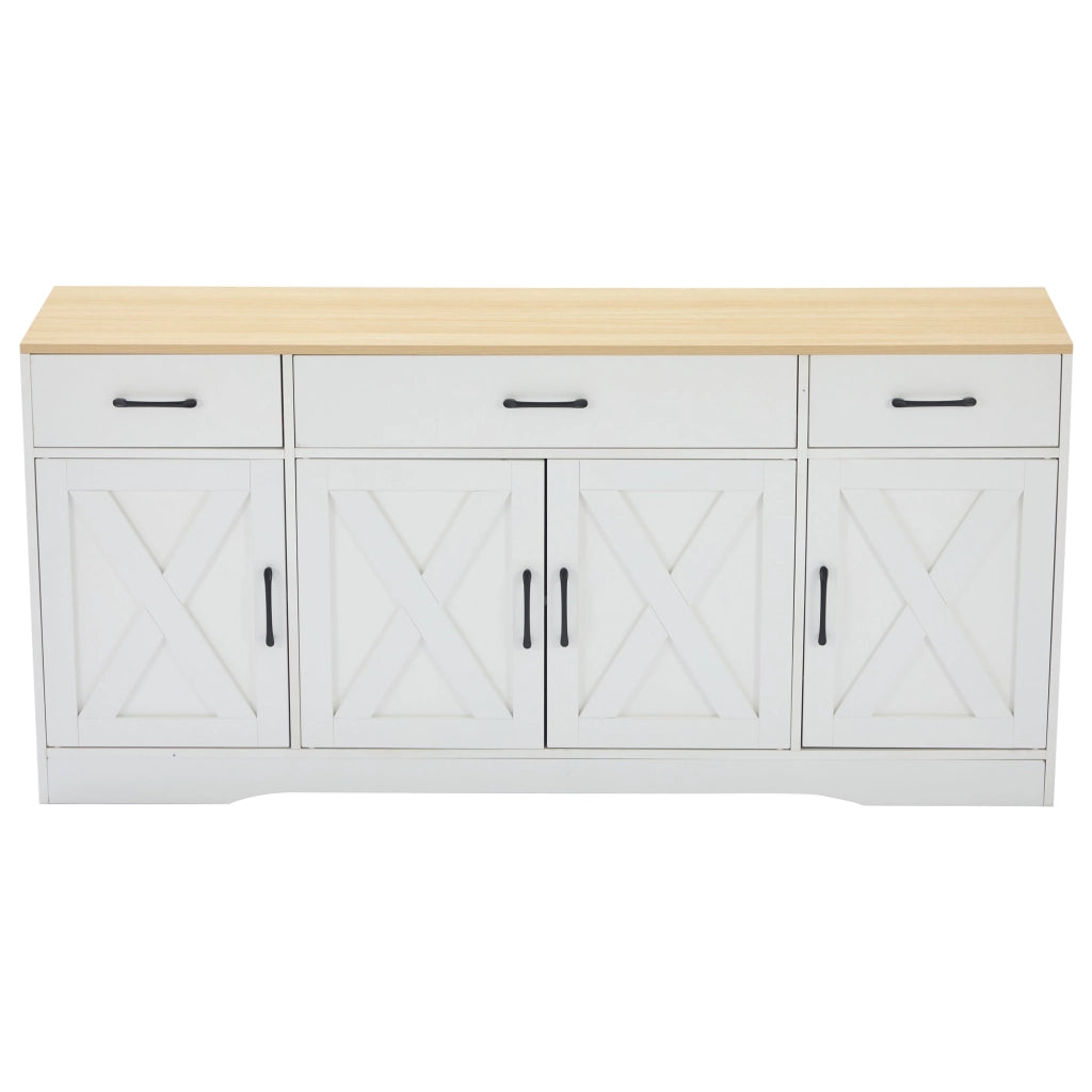 Moderno Sideboard Bianco Multifunzionale - Zephmum- In Legno per Soggiorno e Sala da Pranzo con Decorazione