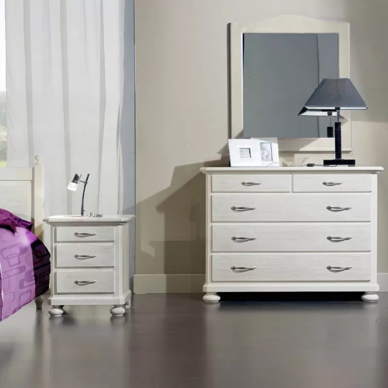Como 5 cassetti in legno bianco spazzolato l.118 p.52 h.99 (2214) - Mobili 2G