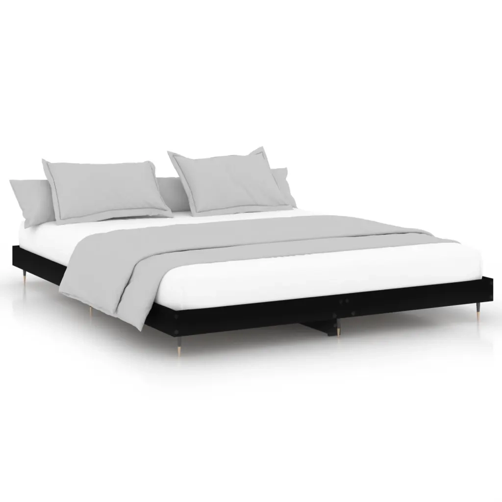 Giroletto-Struttura Letto Nero 200x200 cm in Legno Multistrato 597452