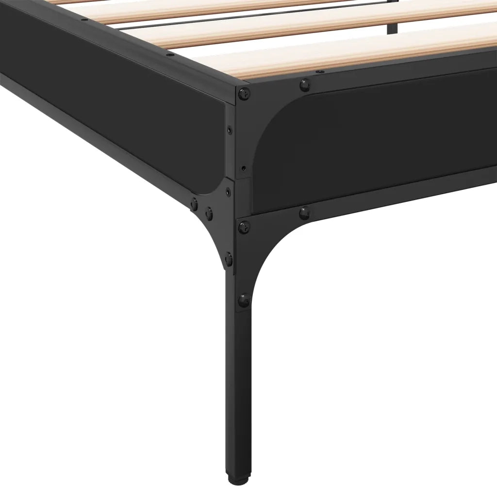 Giroletto Nero 90x190 cm in Legno Multistrato e Metallo 845051
