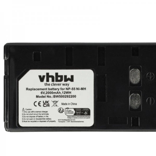 Batteria Videocamera per JVC BN-V65U, BN-V50U, BN-V25U, BN-V22U Sony 6V 2000 mAh