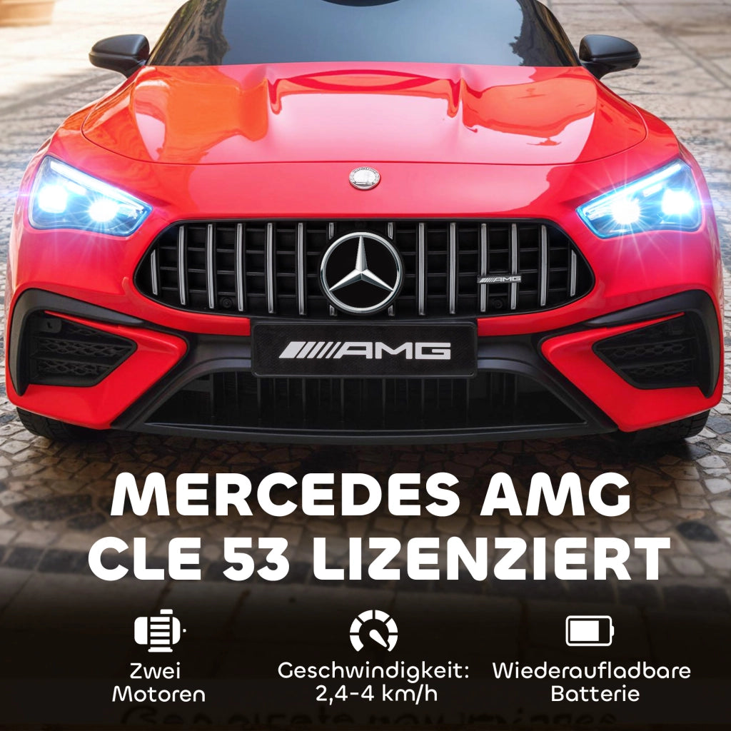 Auto elettrica per bambini Mercedes ¨C zephmum ¨C Rosso, 12V, telecomando, LED, musica, 3-6 anni