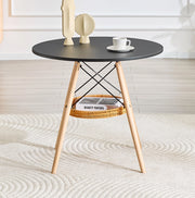 Tavolo da pranzo rotondo 80 cm nero con cestino sospeso
