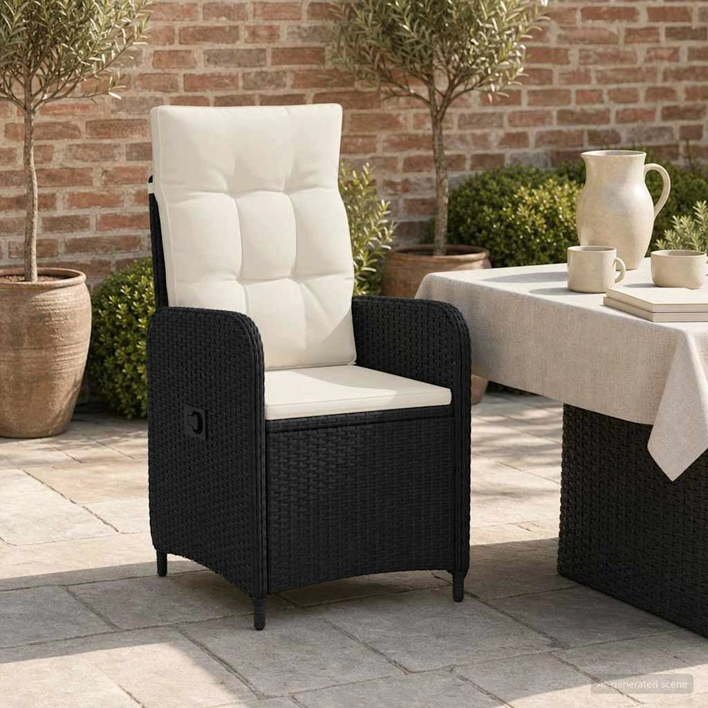 Sedia da giardino reclinabile Nero e Bianco Crema 42027151