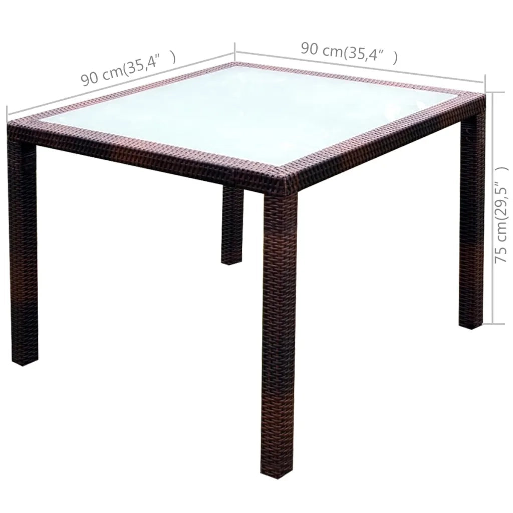 Set da Pranzo da Giardino 5 pz | Set Salotto da Giardino con Cuscini Polyrattan Marrone