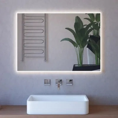 Specchiera retroilluminata LED 100x70 reversibile sabbiatura perimetrale 1 cm