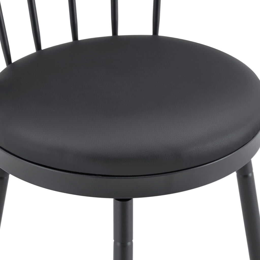 Sgabello da bar in metallo con seduta imbottita in pu e schienale stile windsor nero 73 × 45,5 × 45 cm