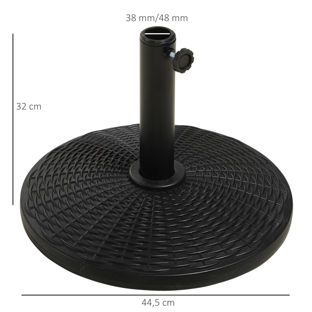 Base per ombrellone rotonda in resina ¨C zephmum ¨C nero, effetto rattan, 44.5x32 cm