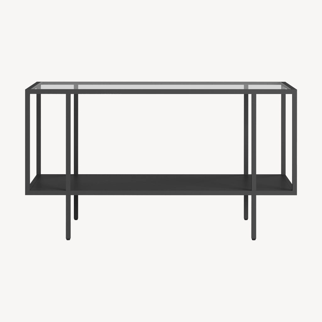 Tavolino Centrale da Salotto Nynna con Piano in Vetro 90 x 50 x 50cm Nero [en.casa]