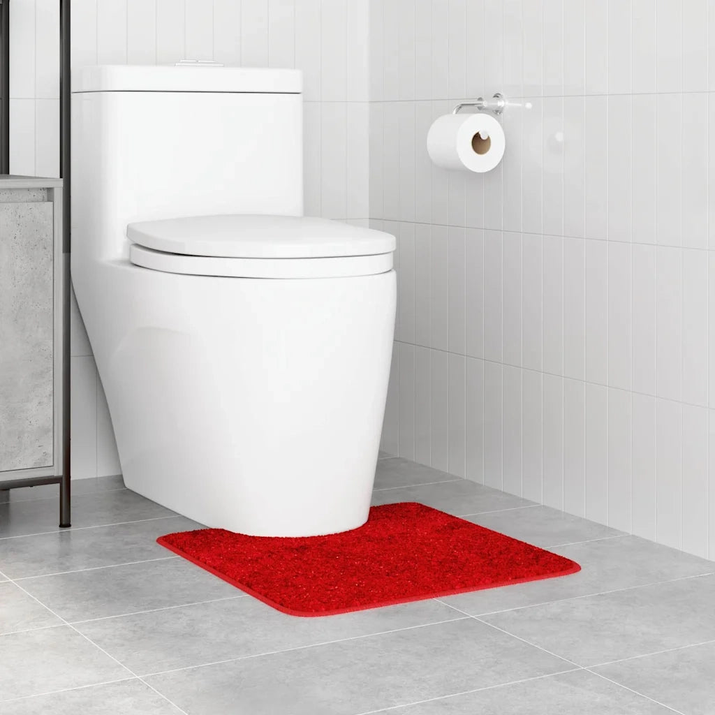 Tappeto Antiscivolo per Bagno con Taglio per Toilette Rosso 4019818