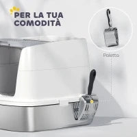 Lettiera per Gatti Chiusa a 2 Ingressi con Deodorante e Paletta, 52.4x41.3x39.8 cm, Bianco