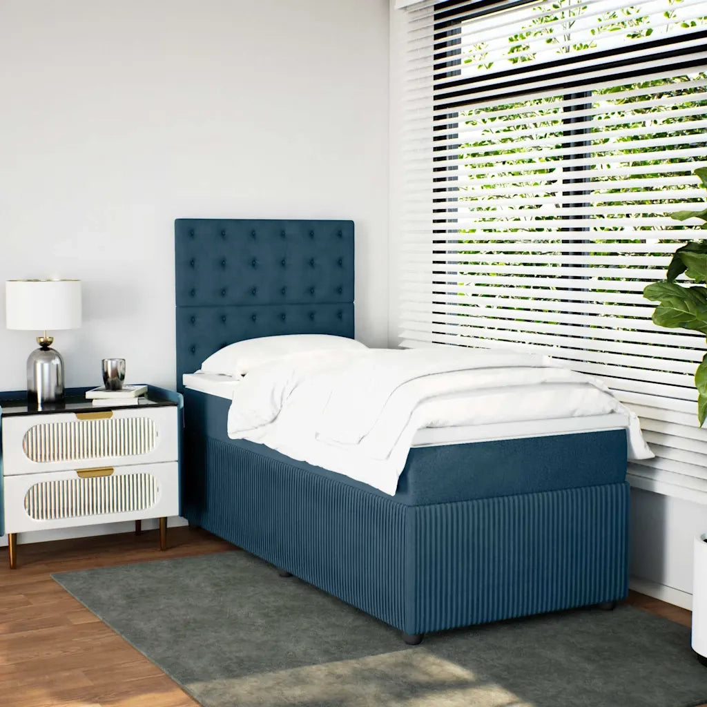 Giroletto a Molle con Materasso Blu Scuro 100x200 cm in Velluto
