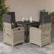 Set Pranzo da Giardino 5pz con Cuscini Grigio Chiaro Polyrattancod mxl 91836