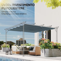 Telo per Pergola 288x298 cm con Fori di Drenaggio in Poliestere Traspirante UV30+ Grigio