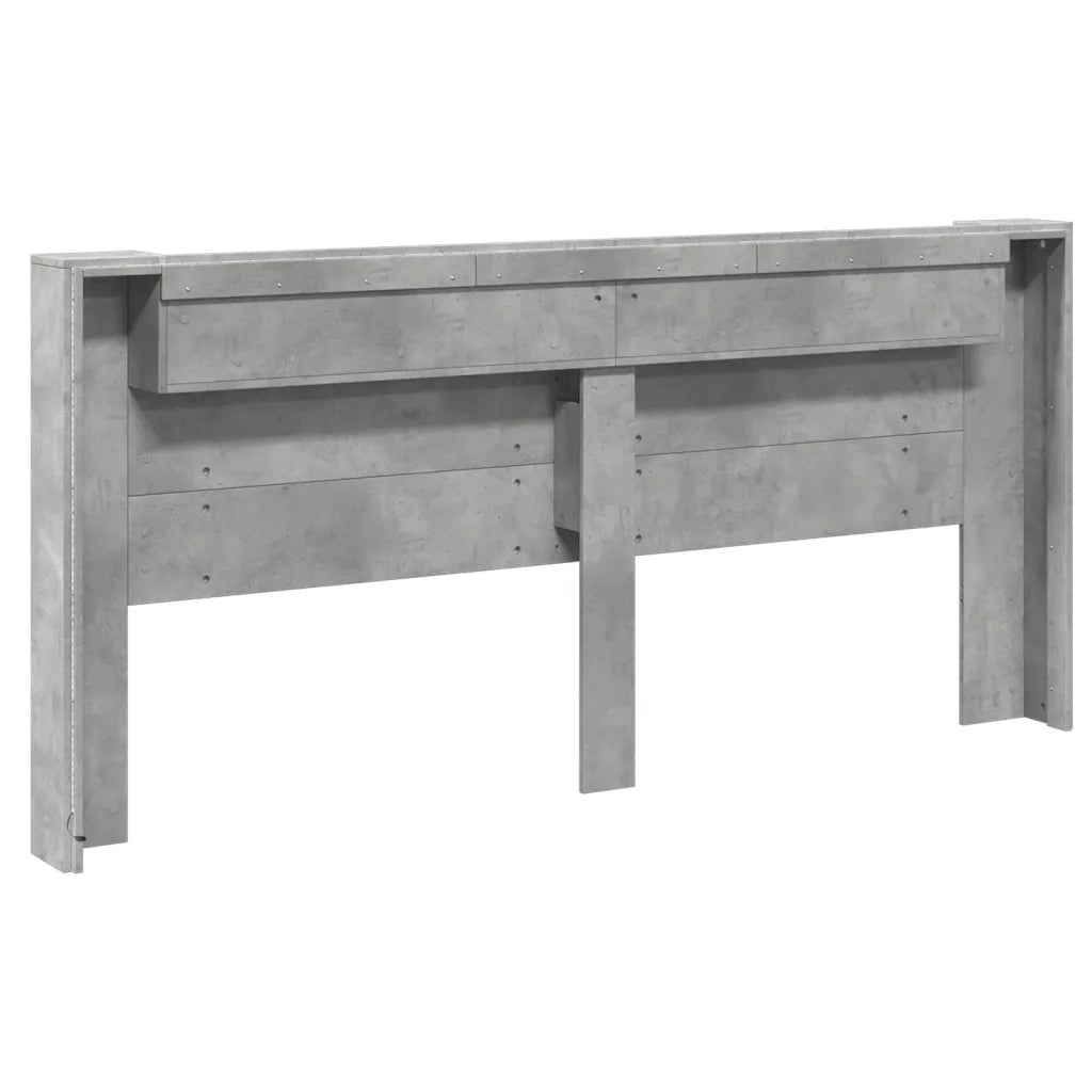 vidaXL Testiera con Contenitore a LED Grigio Cemento 220x16,5x103,5 cm