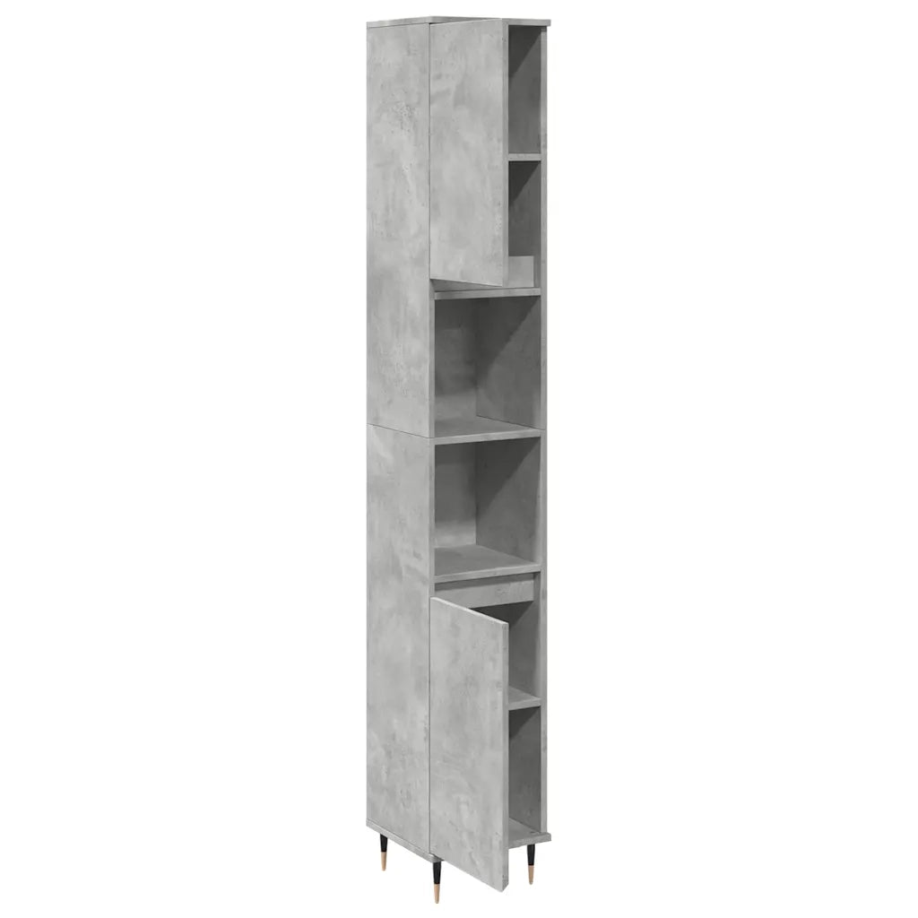 Armadietto Bagno Grigio Cemento 30x30x190 cm Legno Multistrato 857195