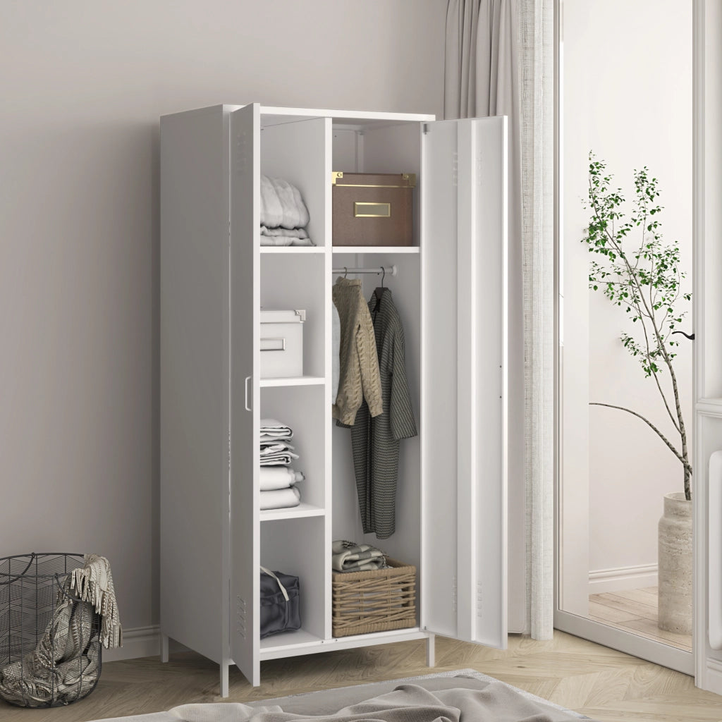 Armadio Seinäjoki per Guardaroba in Acciaio 180 x 76 x 50 cm - Bianco [en.casa]