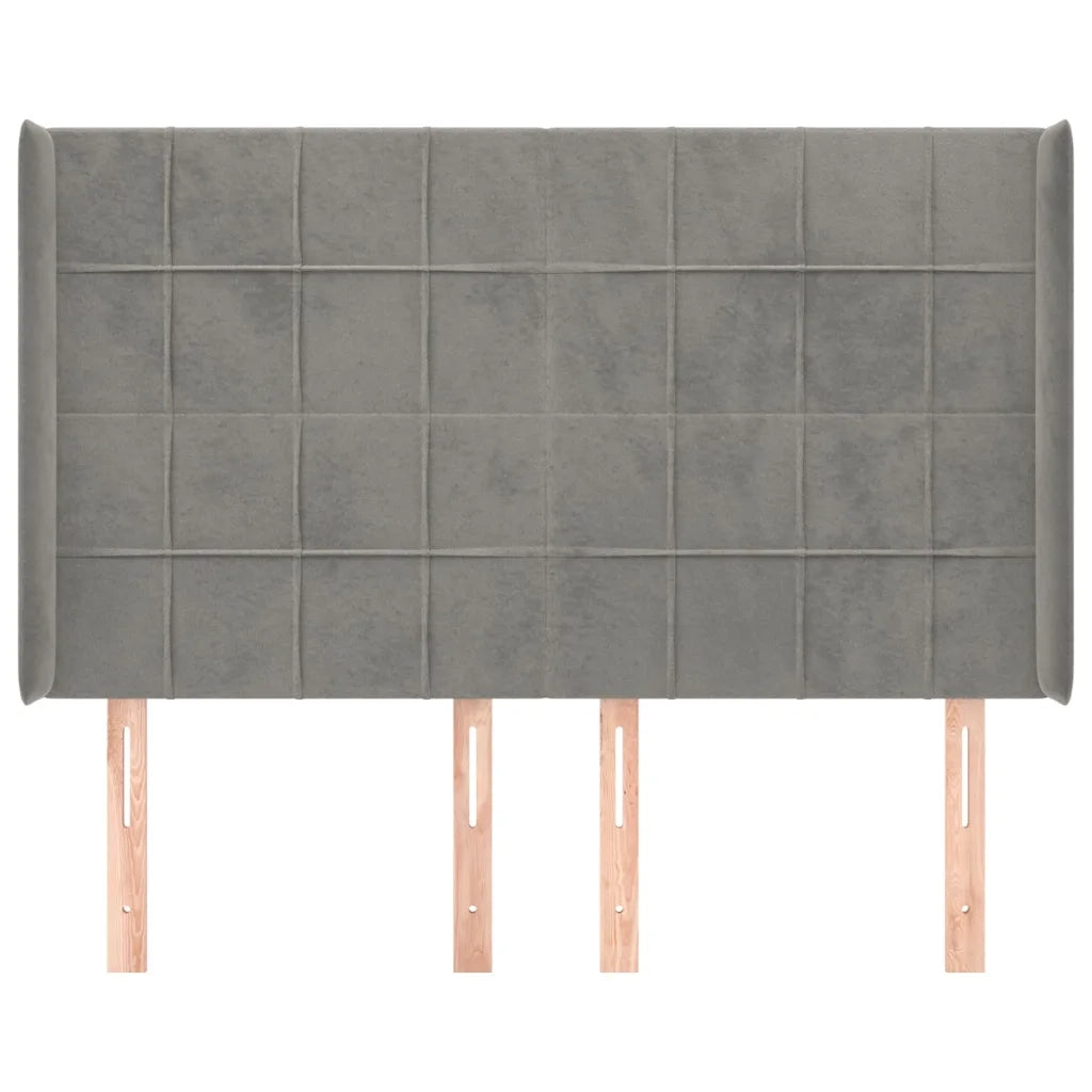 Testiera ad Orecchio-Testata con Orecchie Grigio Chiaro 147x16x118/128 cm in Velluto 139116